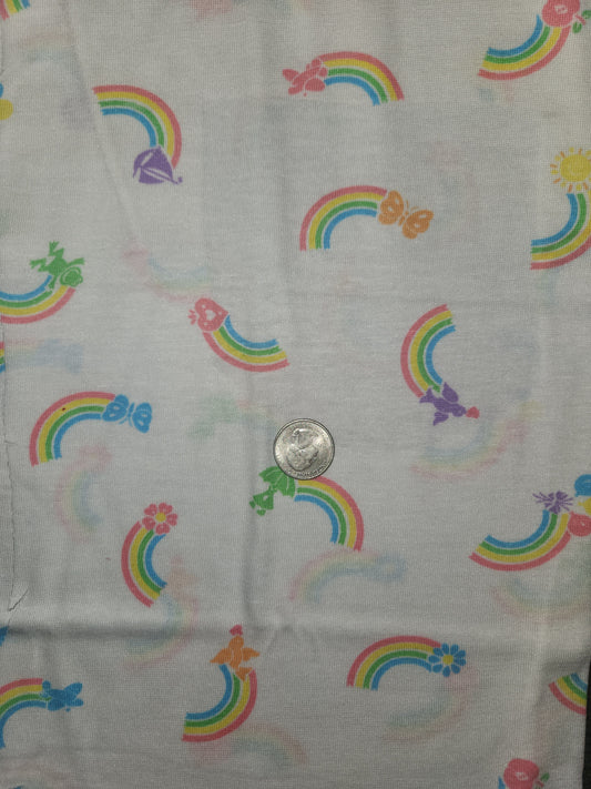 Fabric Destash - Cute Kids Rainbows Print