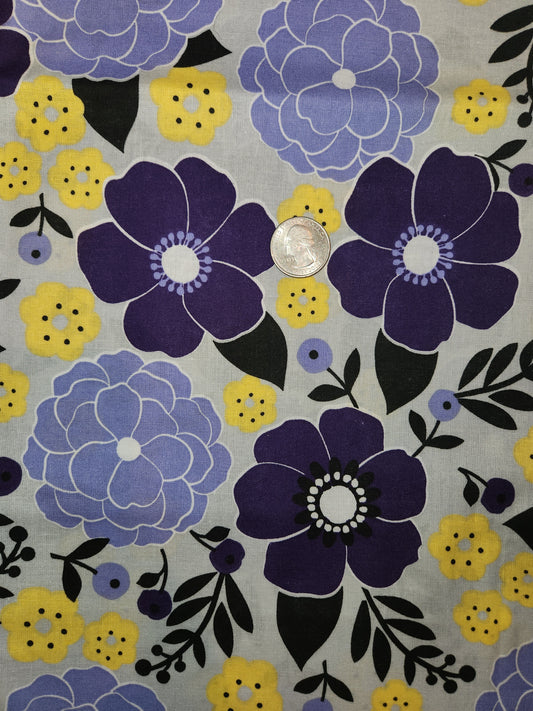 Fabric Destash - Blue and Purple Floral Print