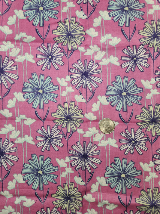 Fabric Destash - Blue and Yellow Floral Print