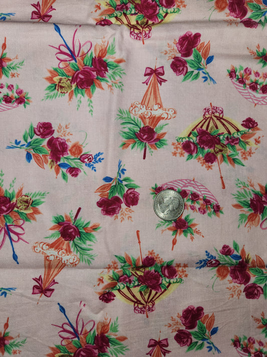 Fabric Destash - Floral Bouquet Print