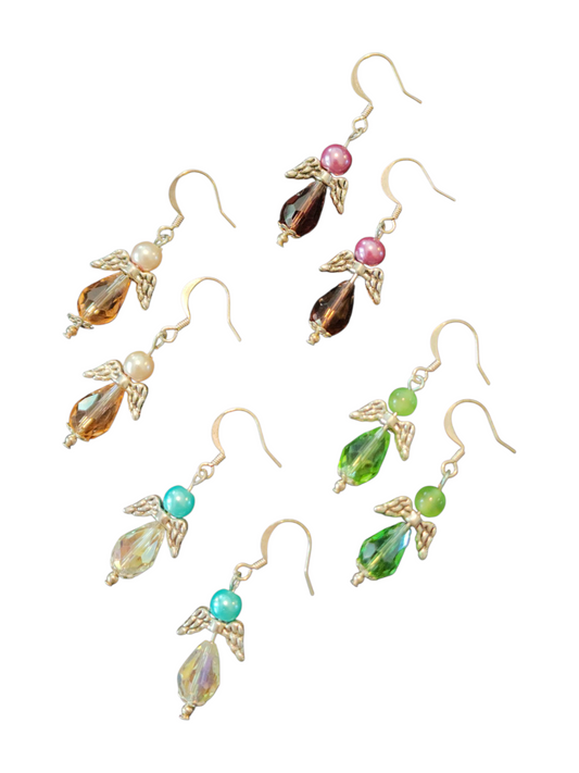 Handcrafted Angel Earrings – Crystal Beads, Assorted Designs