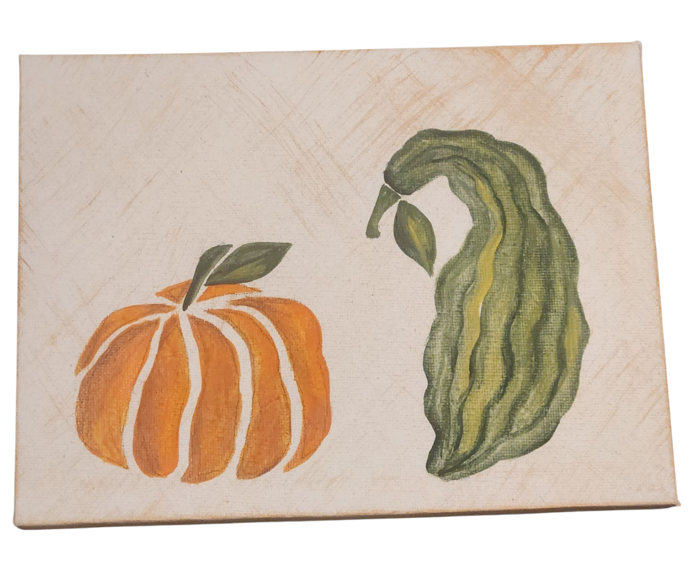 Handmade Painting – Pumpkin & Gourd Set, Fall Wall Art