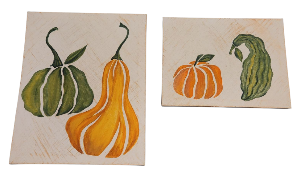 Handmade Painting – Pumpkin & Gourd Set, Fall Wall Art