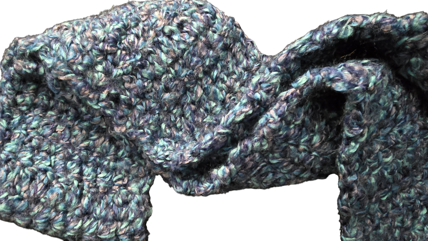 Crocheted Scarf: Blue & Aqua Blend