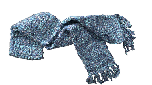 Crocheted Scarf: Blue & Aqua Blend