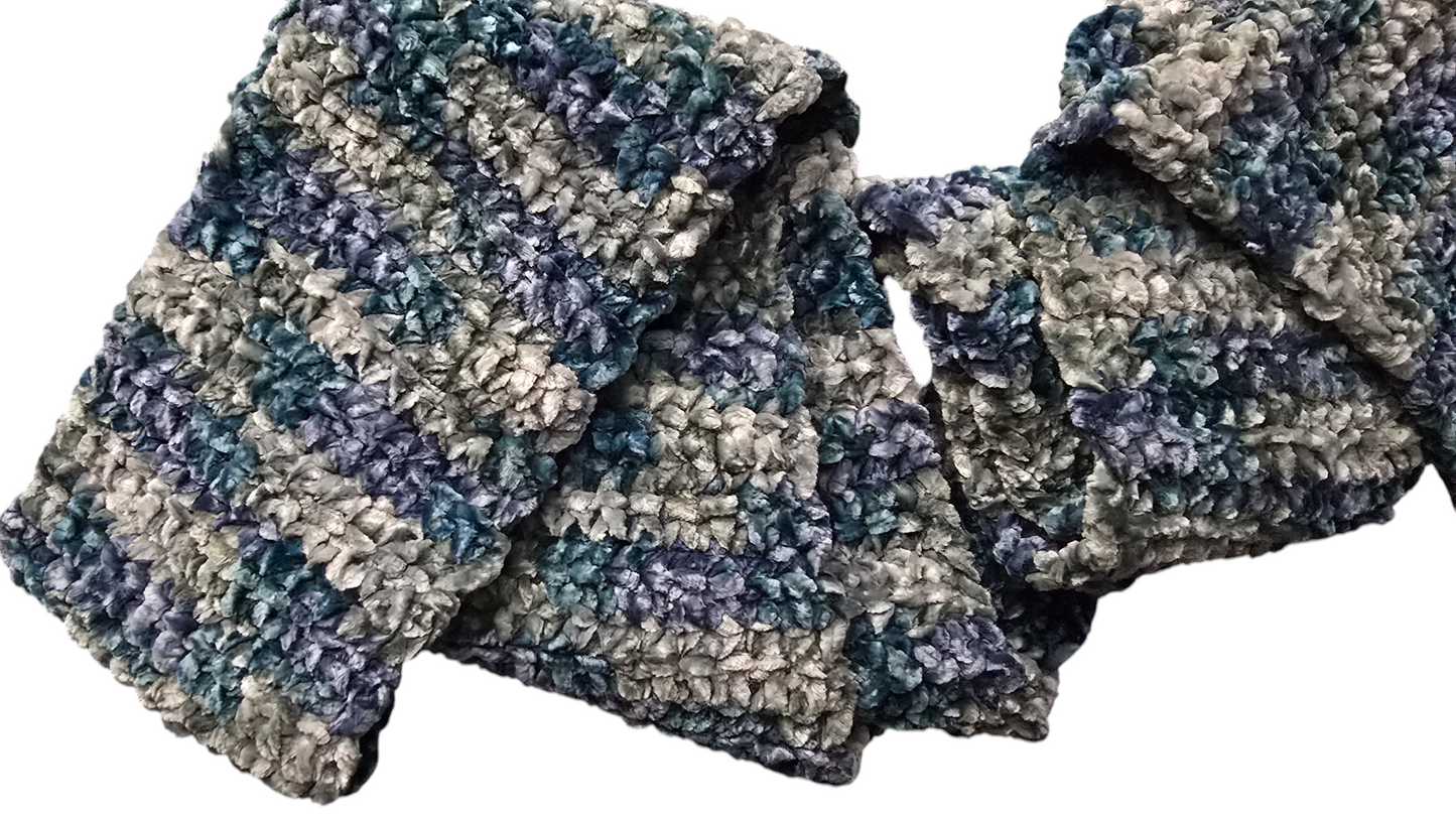 Crocheted Scarf: Blue & Green Blend