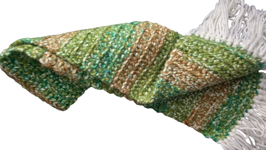Crocheted Scarf: Brown & Green Blend