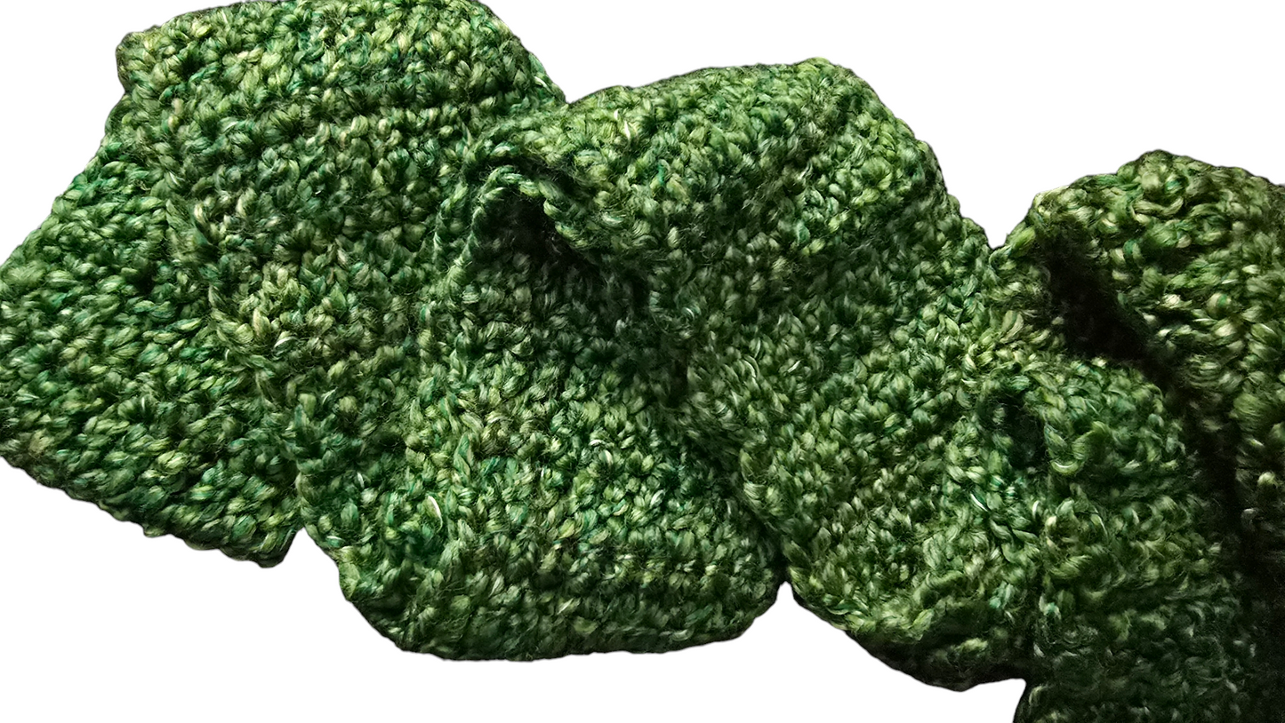 Crocheted Scarf: Green Blend