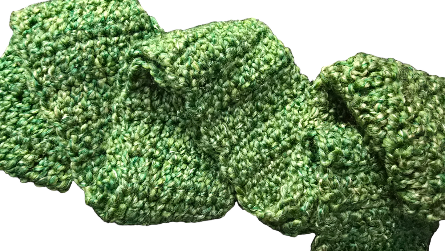 Crocheted Scarf: Green Blend