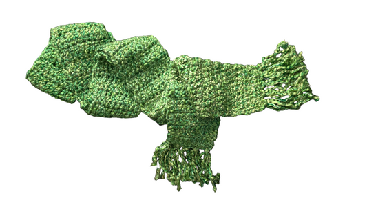Crocheted Scarf: Green Blend