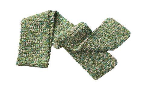 Crocheted Scarf: Green, Teal, & White Blend