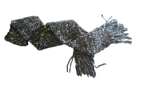 Crocheted Scarf: Black Luxe Velour