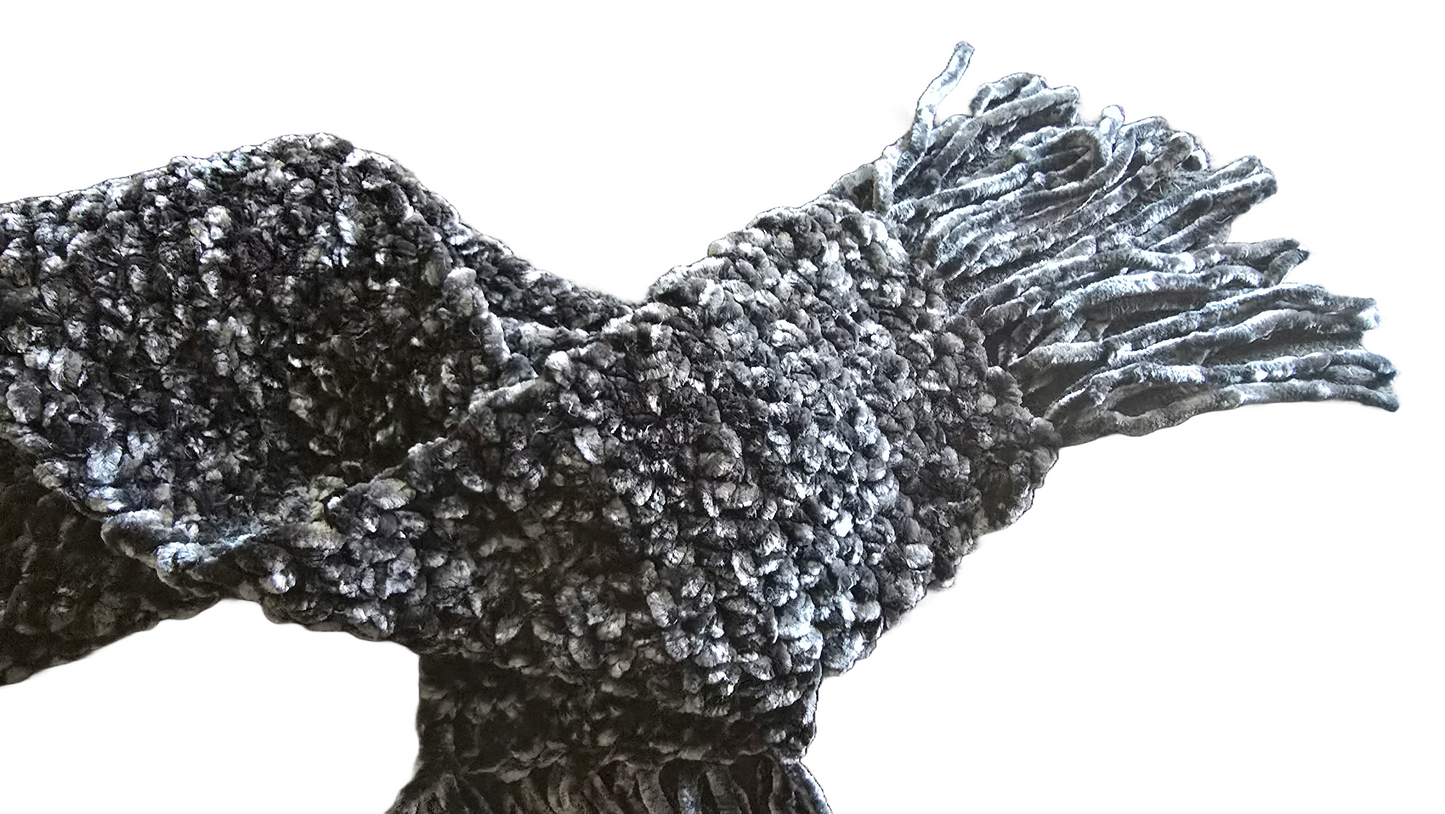 Crocheted Scarf: Black Luxe Velour