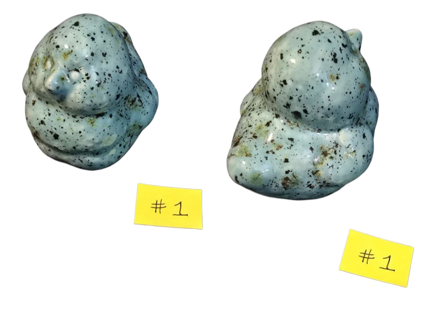 Ceramic Garden Bird - Blue Puffy Bird