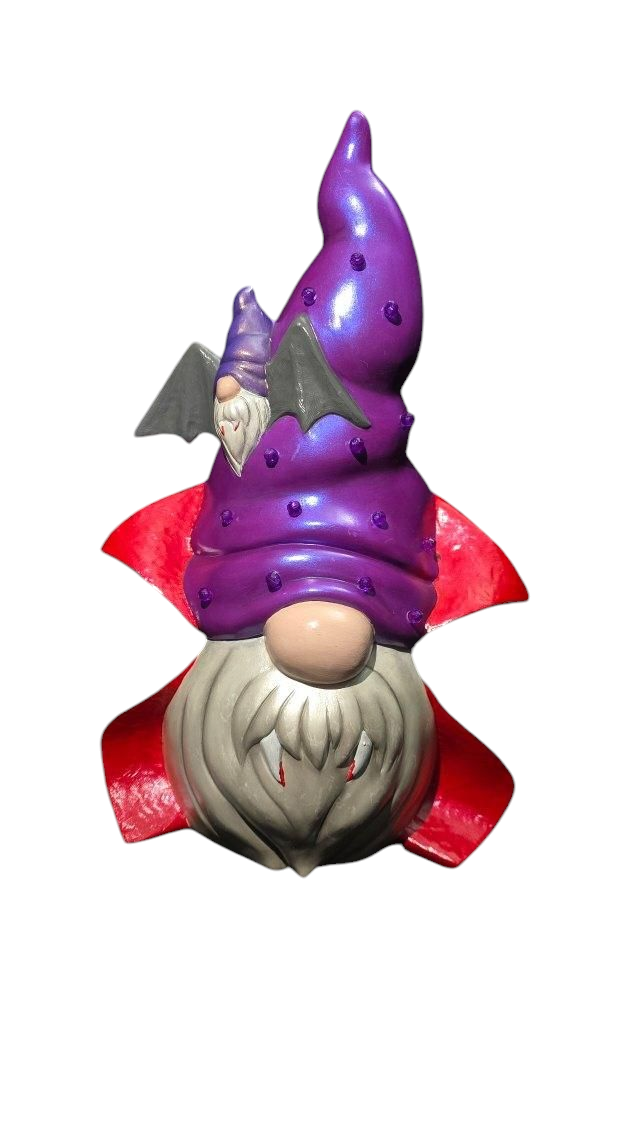Hand-Painted Ceramic Halloween Gnomes – Mummy, Dracula, Frankenstein & Witch