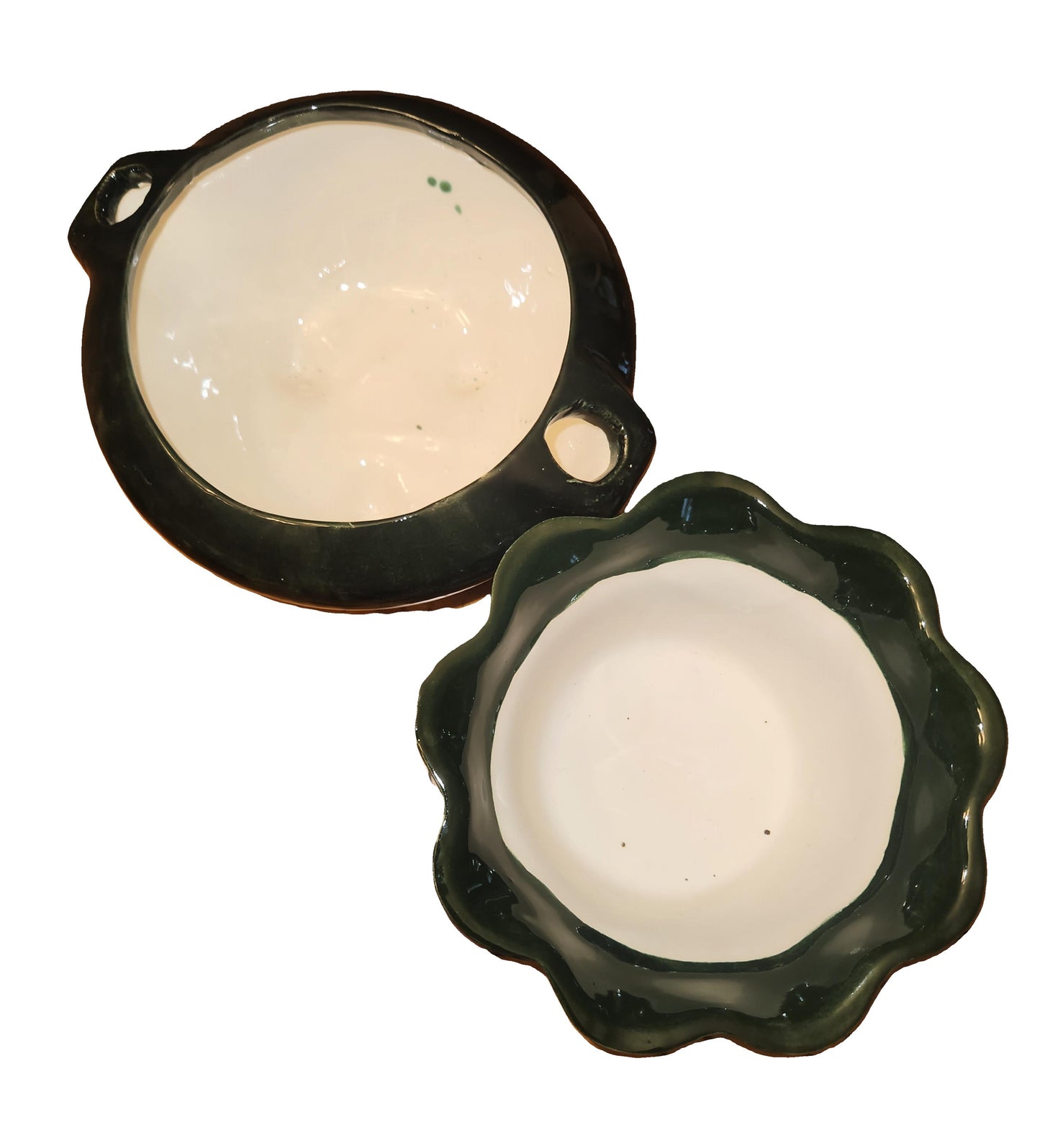 Ceramic - Violet Pot - M - Peacock Green, Emerald Green & Tree Green