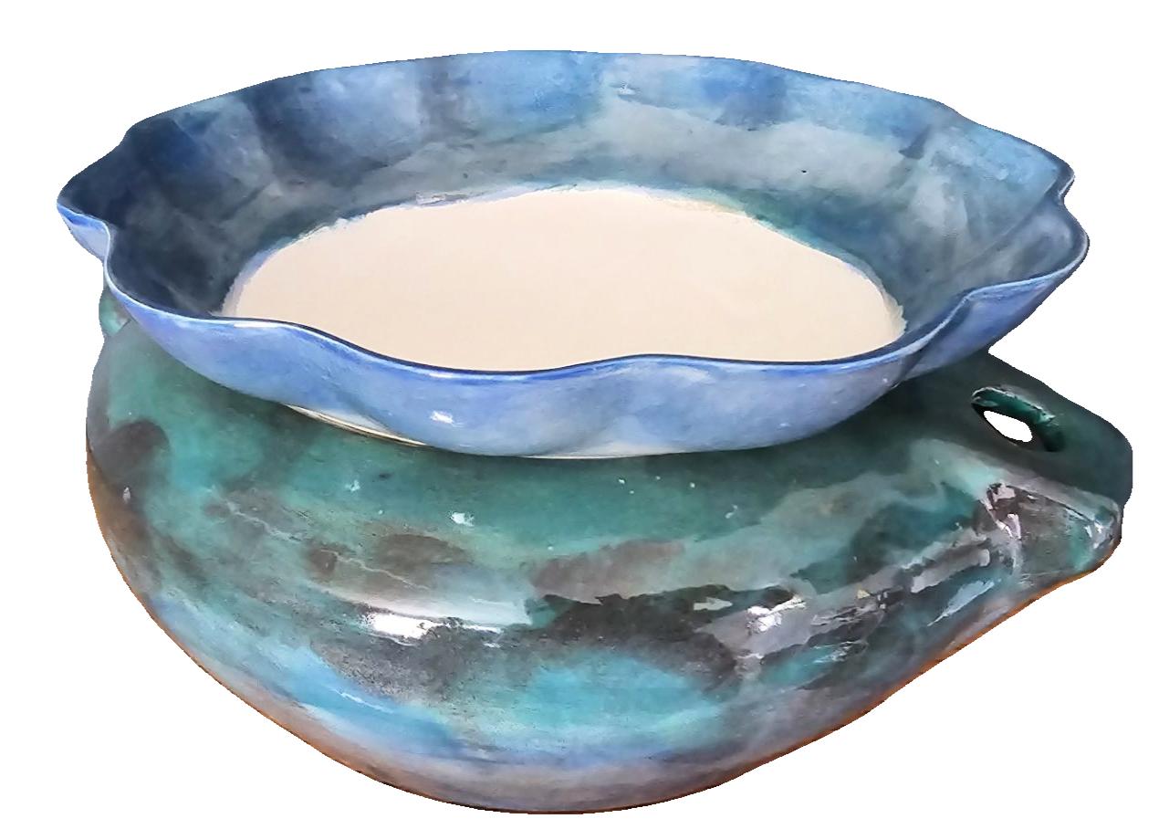 Ceramic - Violet Pot - XL - Rain Cloud & Blue