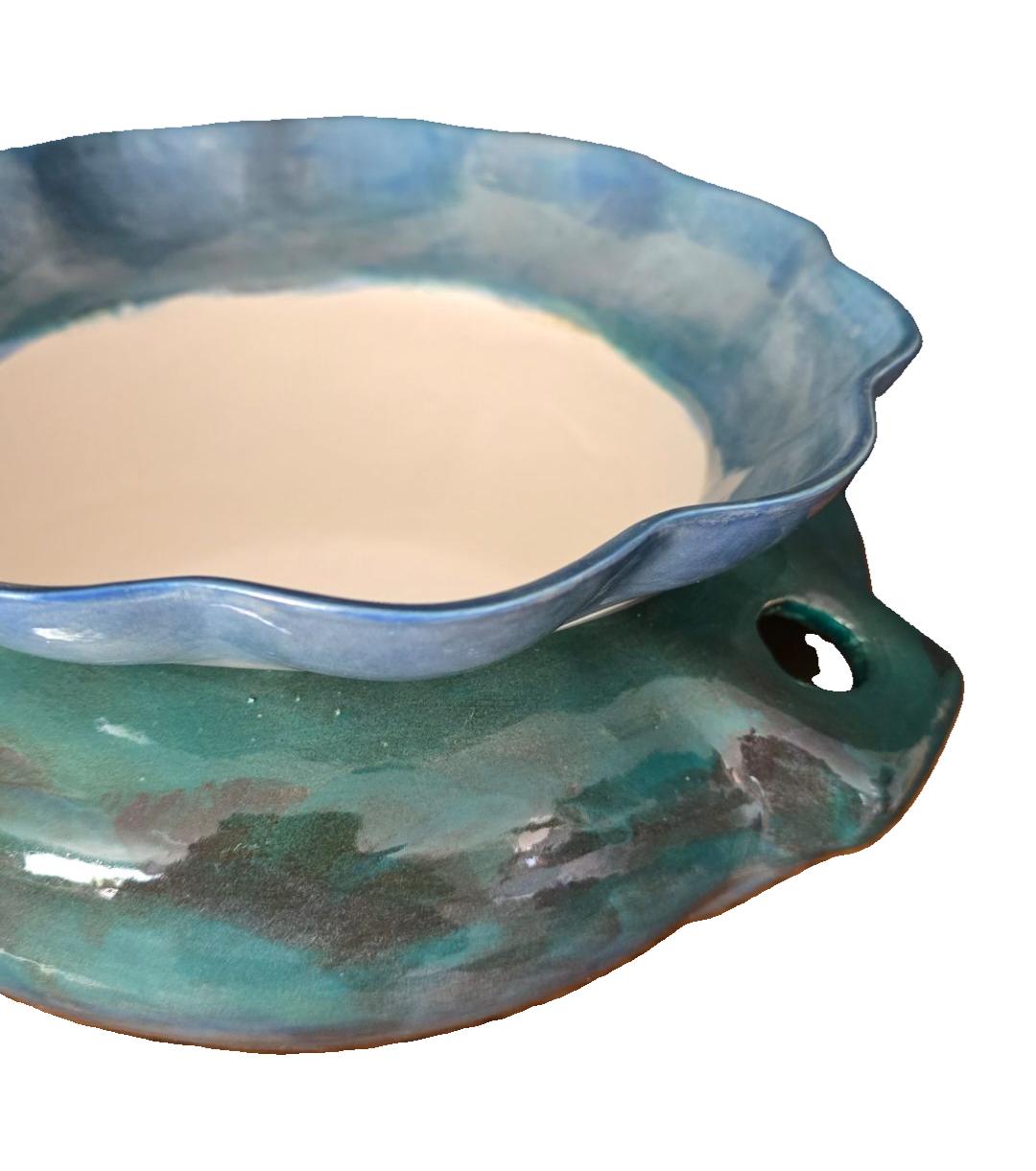 Ceramic - Violet Pot - XL - Rain Cloud & Blue
