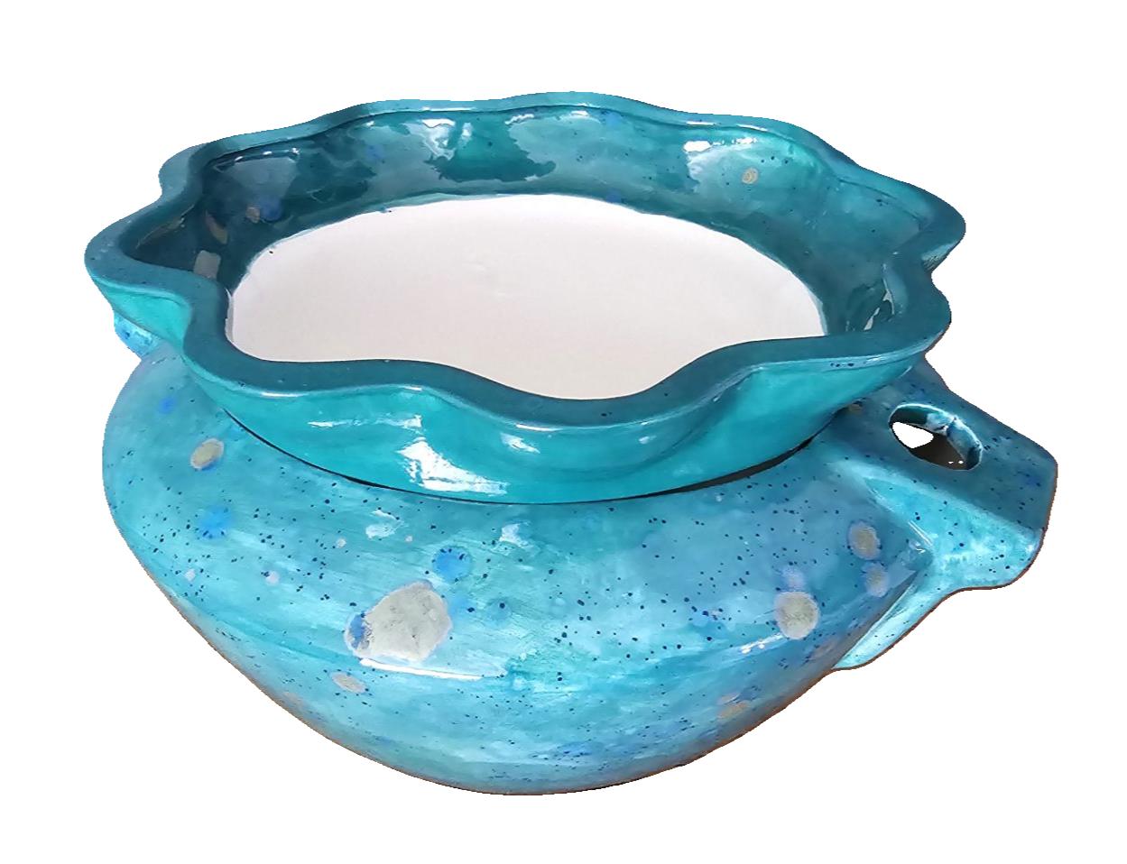 Ceramic - Violet Pot - L - Monsoon Seas & Teal