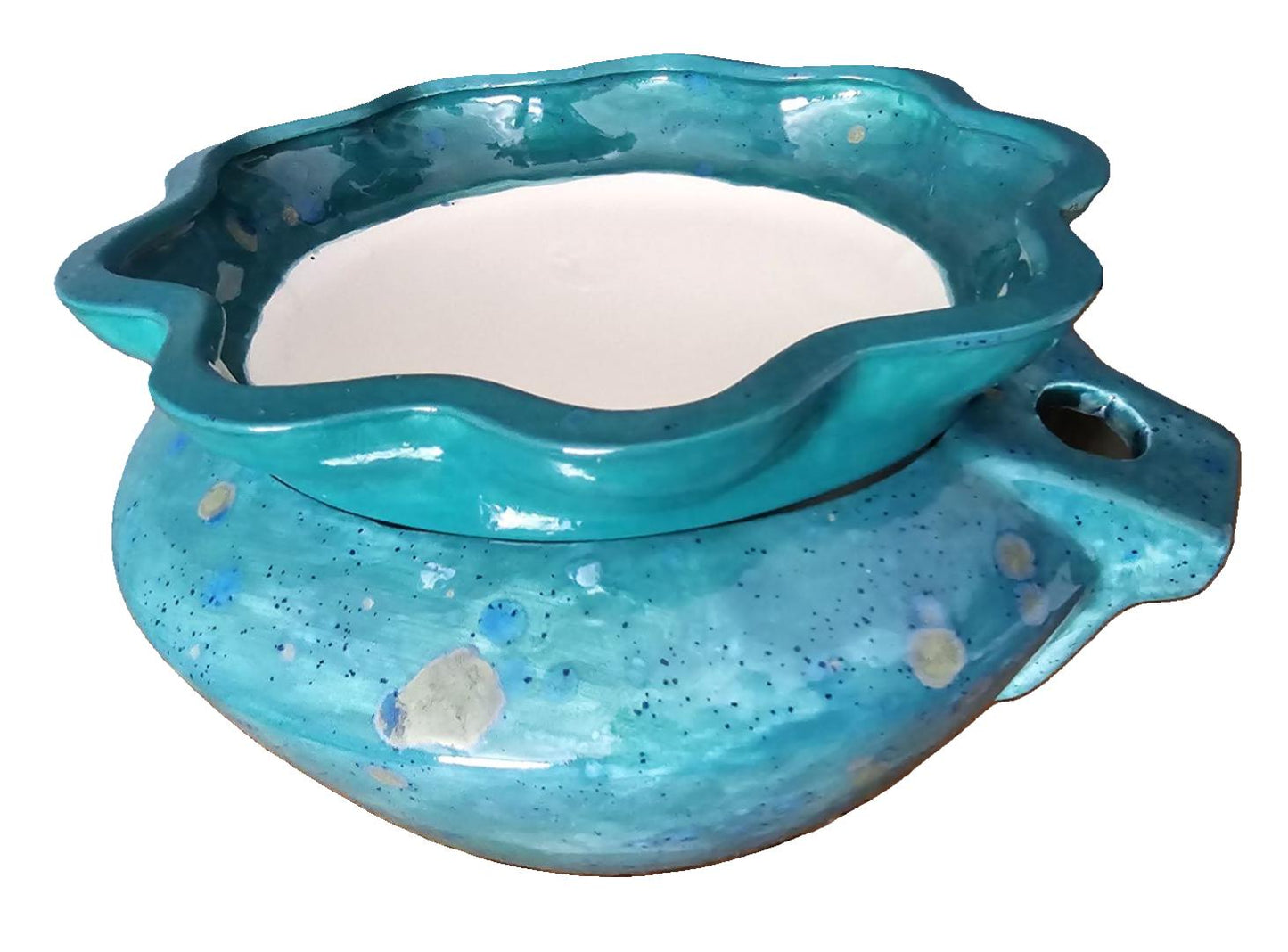 Ceramic - Violet Pot - L - Monsoon Seas & Teal
