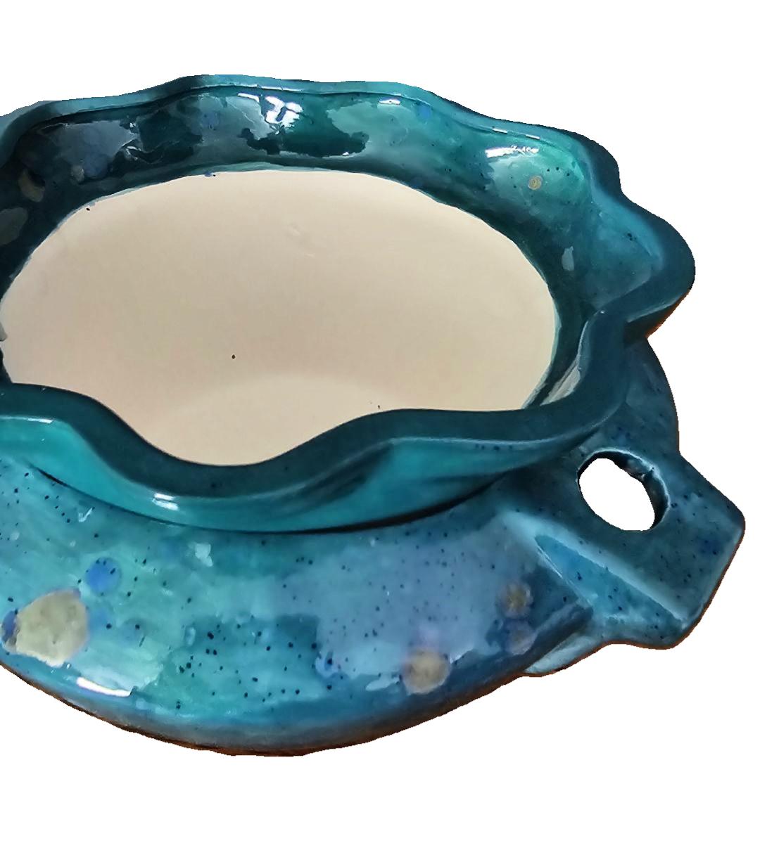 Ceramic - Violet Pot - L - Monsoon Seas & Teal