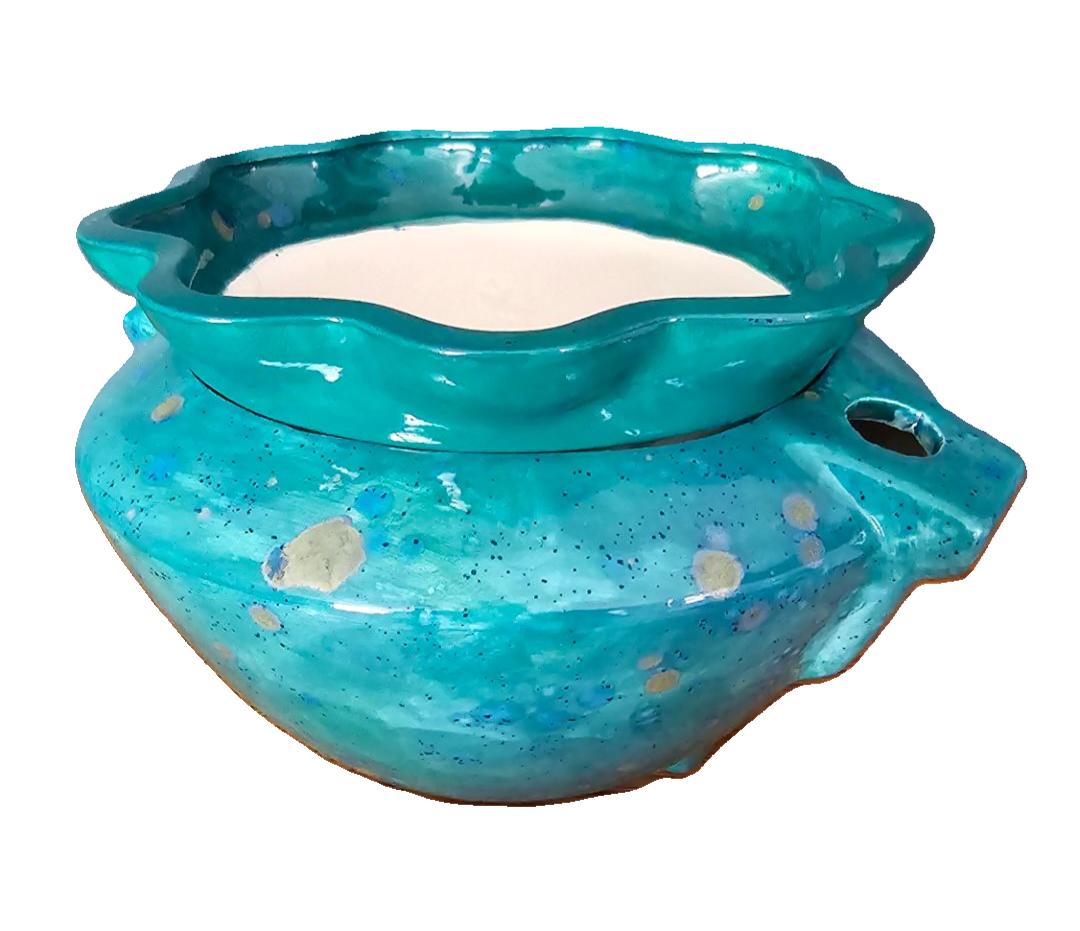 Ceramic - Violet Pot - L - Monsoon Seas & Teal