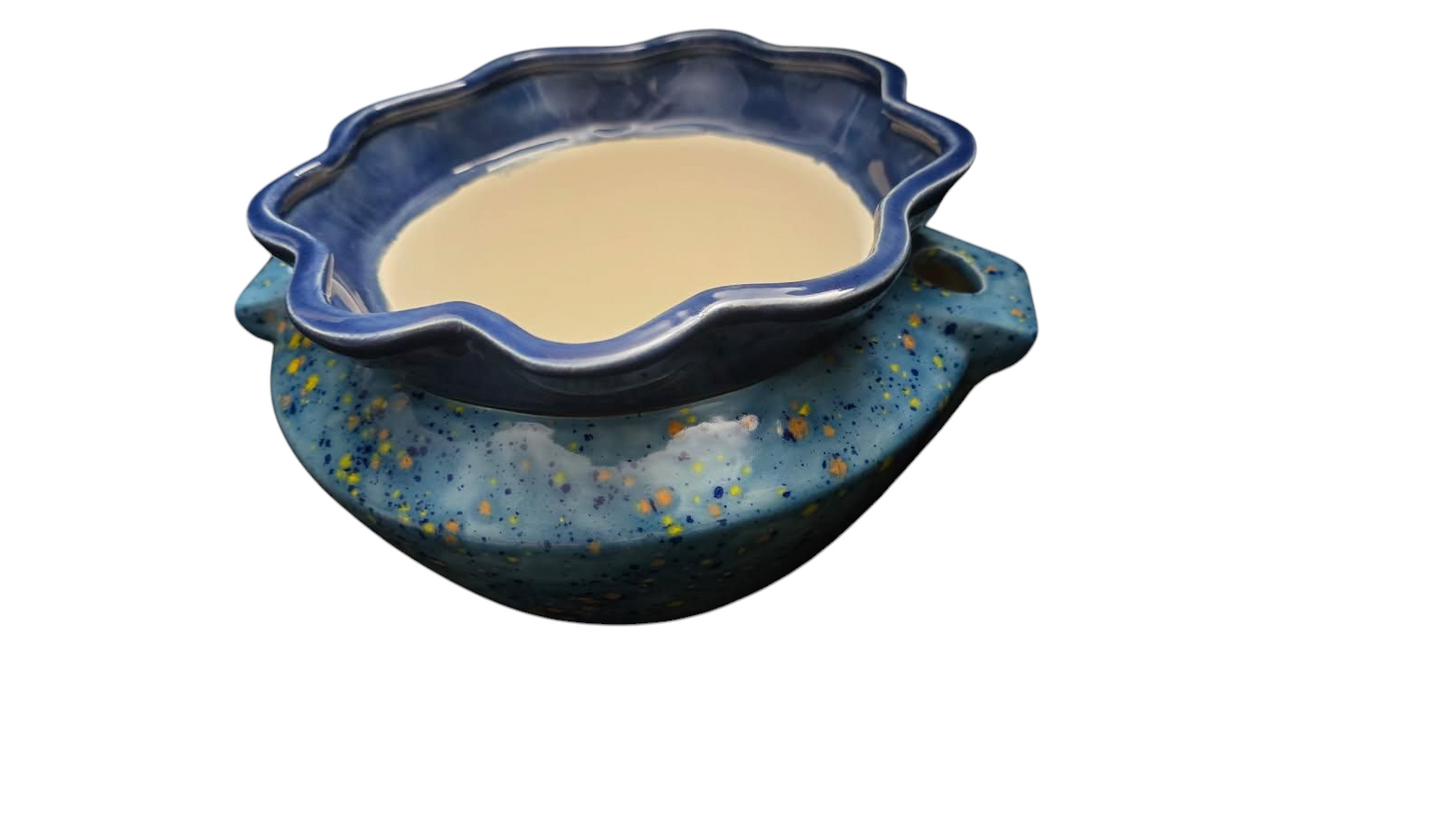 Ceramic - Violet Pot - L - Koi Pond & Denim Blue