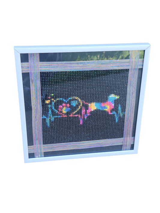 Finished Diamond Painting - Dog & Heartbeat