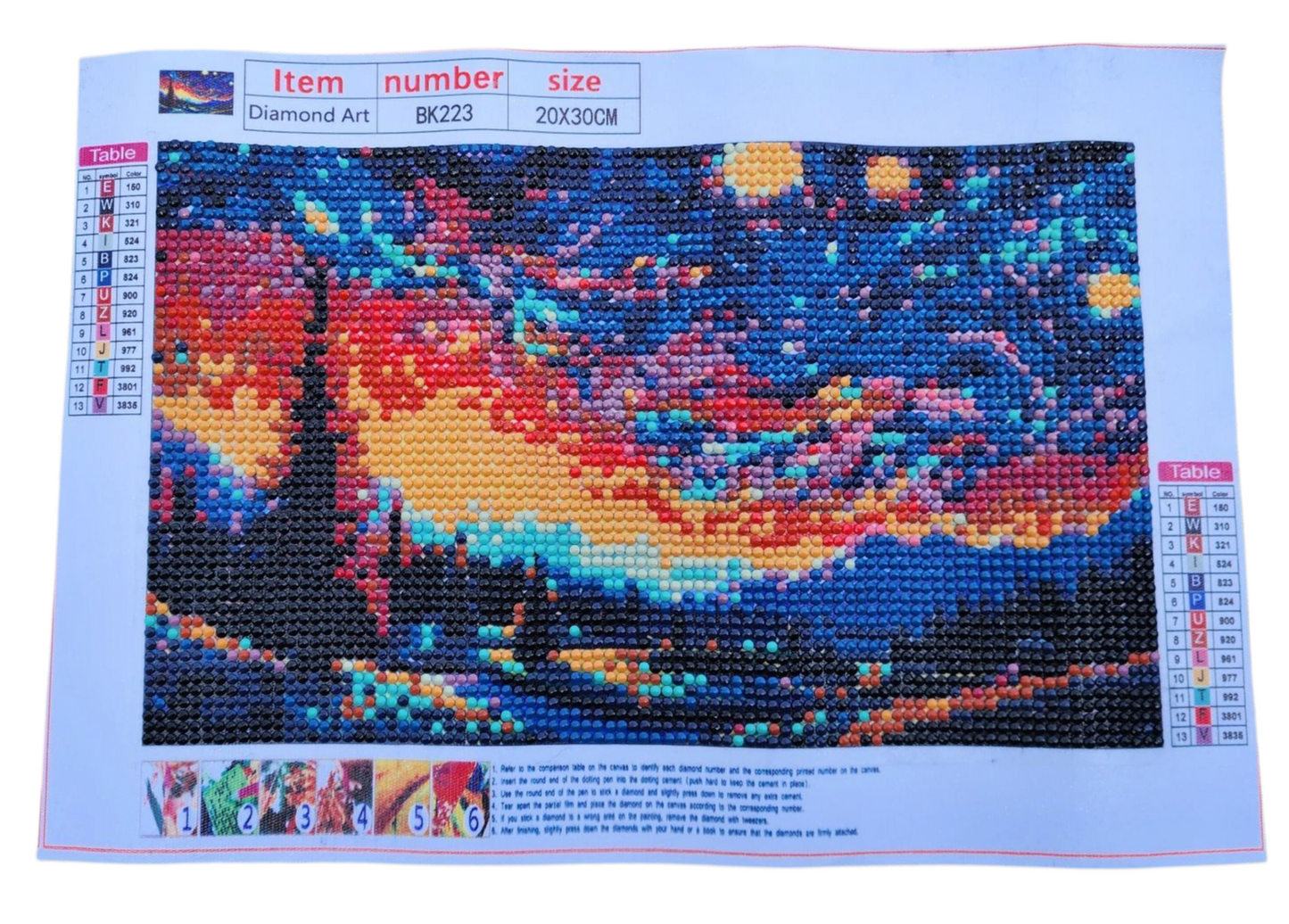 Finished Diamond Painting - Sunset Wilderness, Dark Colors