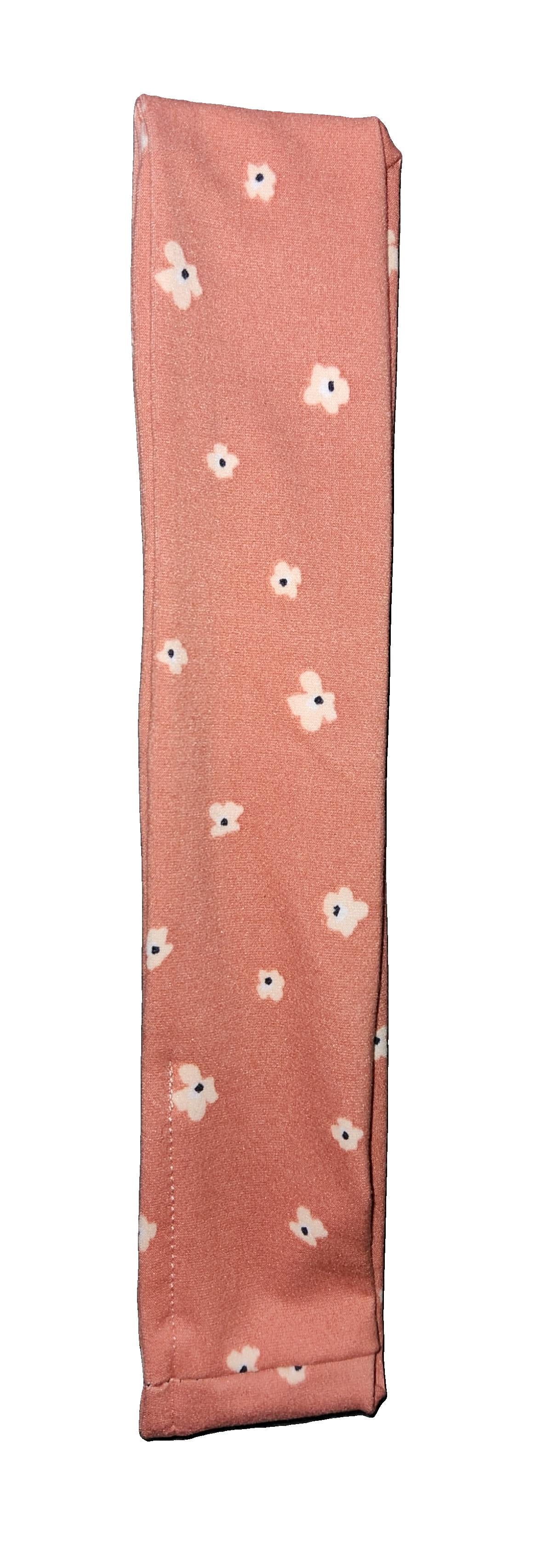 Headband - Floral - Tiny Flowers on Salmon, Brushed Jersey Knit