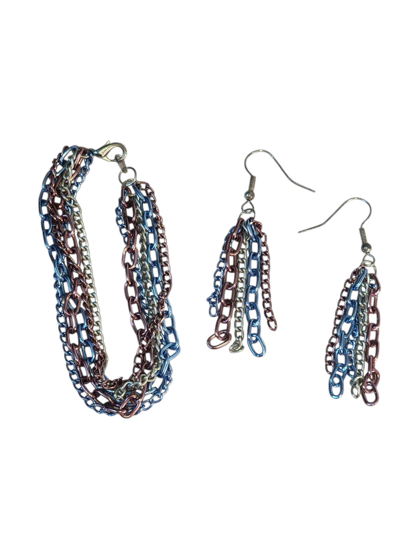 Handcrafted Jewelry Set – Multicolor Chain Drop Design