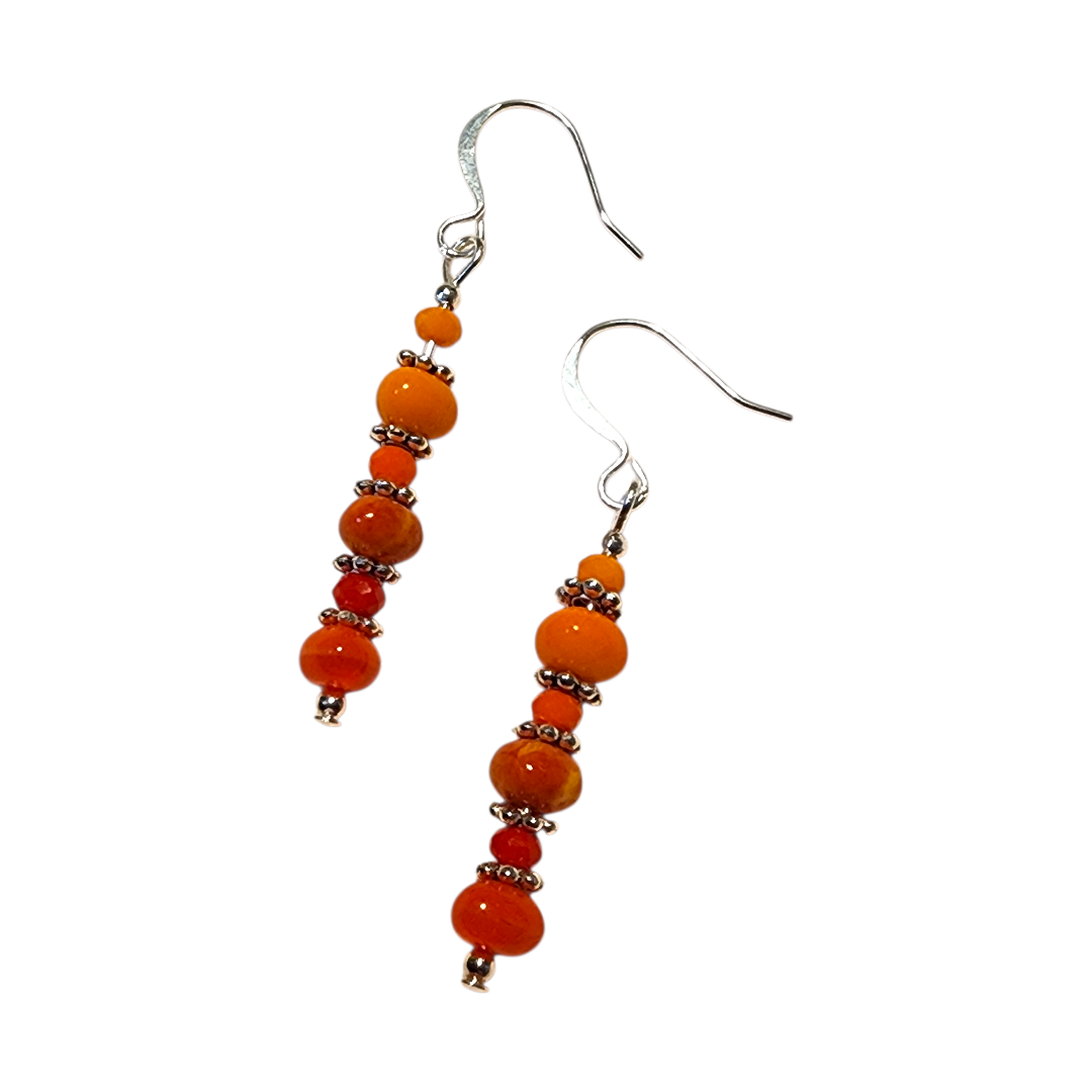Handmade Bracelet and Earring Set, Orange Crystal, 7"