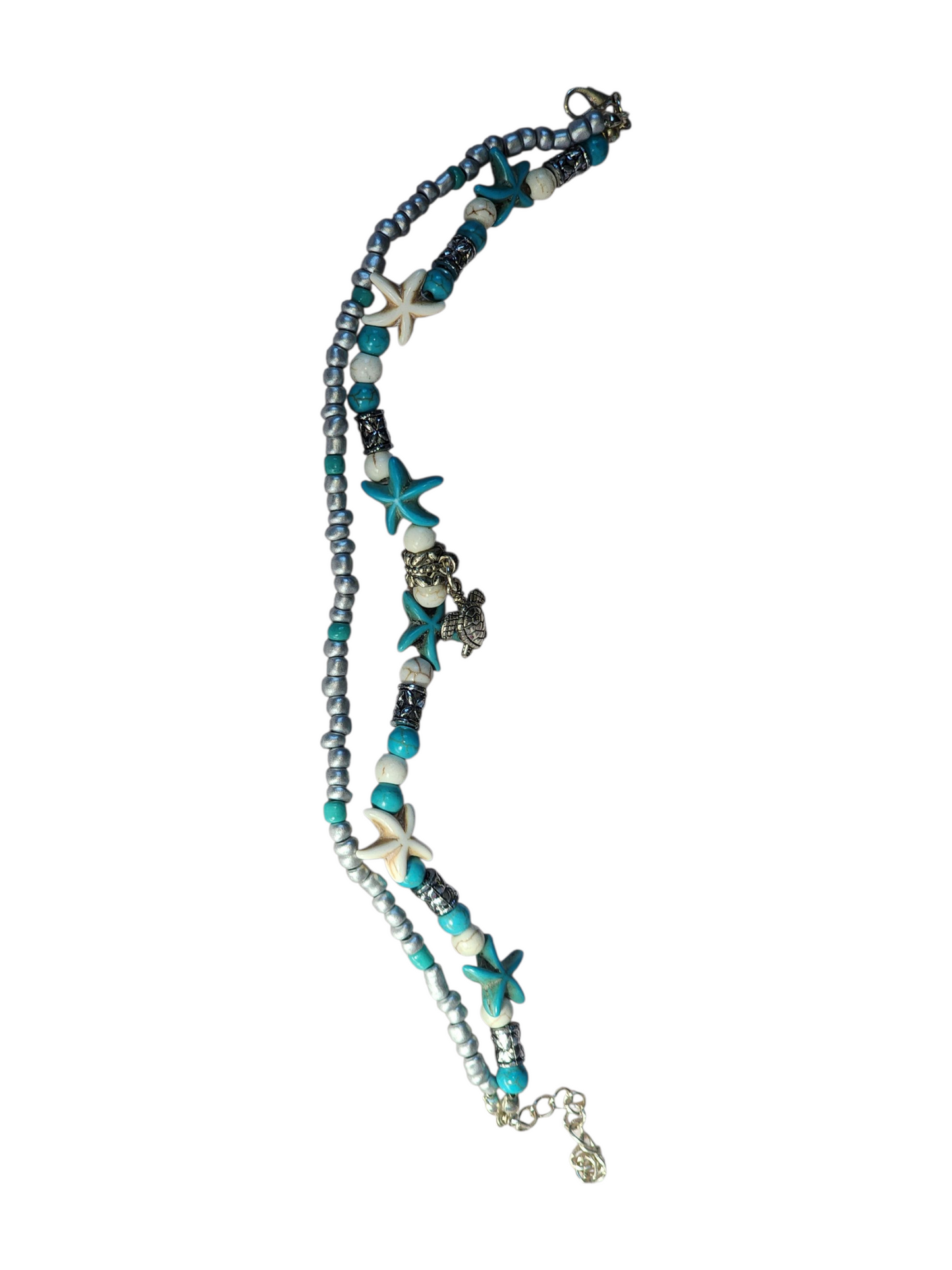 Handmade 2-Strand Ocean-Inspired Bracelet – Starfish & Turtle Charms