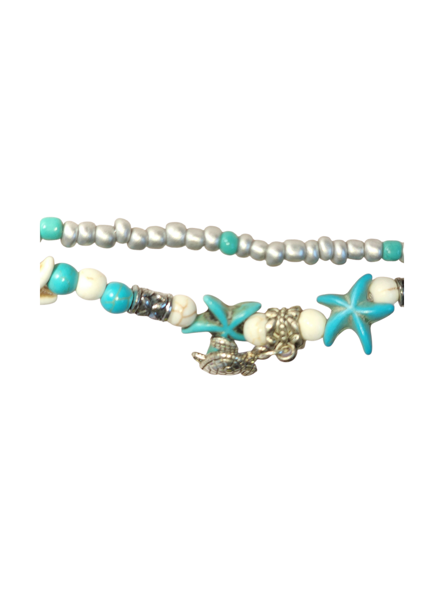 Handmade 2-Strand Ocean-Inspired Bracelet – Starfish & Turtle Charms