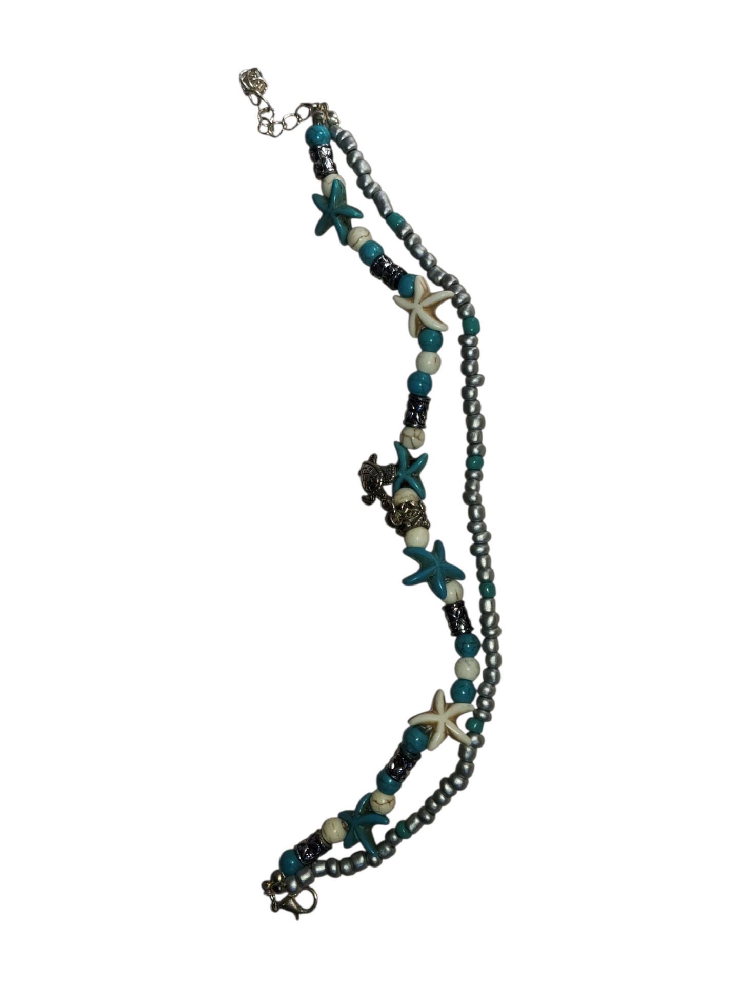 Handmade 2-Strand Ocean-Inspired Bracelet – Starfish & Turtle Charms