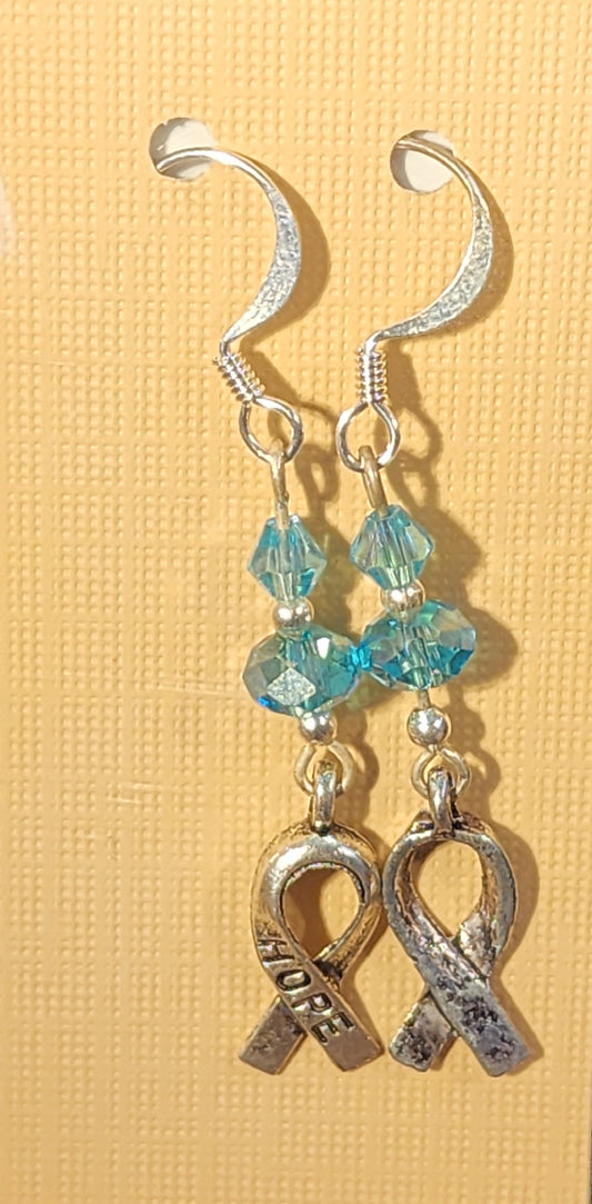 Jewelry - Earrings - Beaded - Awareness - Crystal - Light Blue