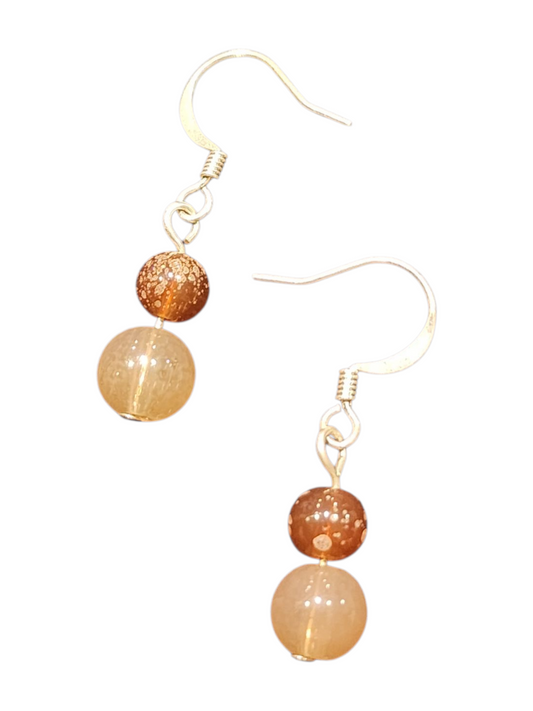 Handmade Glass & Crystal Earrings, Simple Assorted Colors - Browns