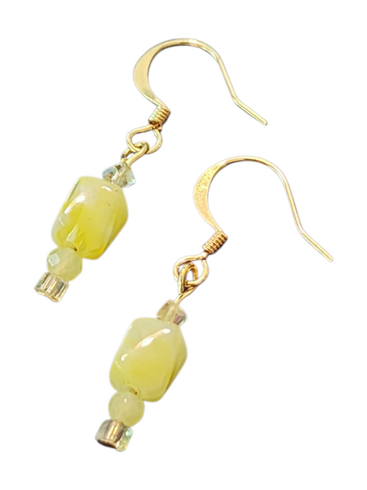 Handmade Glass & Crystal Earrings, Simple Assorted Colors - Yellows, Ivorys & Ambers