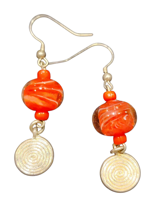 Handmade Glass & Crystal Earrings, Simple Assorted Colors - Reds