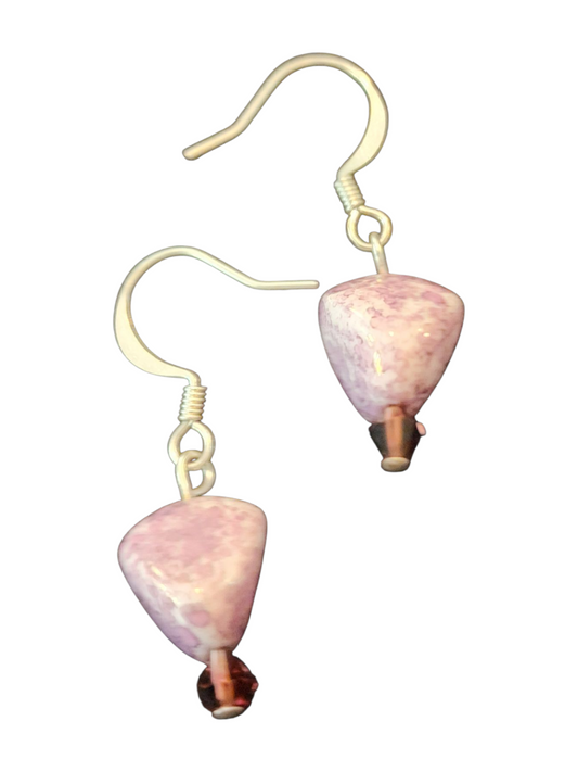 Handmade Glass & Crystal Earrings, Simple Assorted Colors - Purples