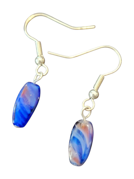 Handmade Glass & Crystal Earrings, Simple Assorted Colors - Blues