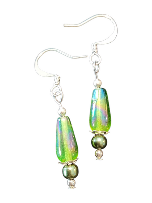 Elegant Beaded Earrings – Handmade Green Collection