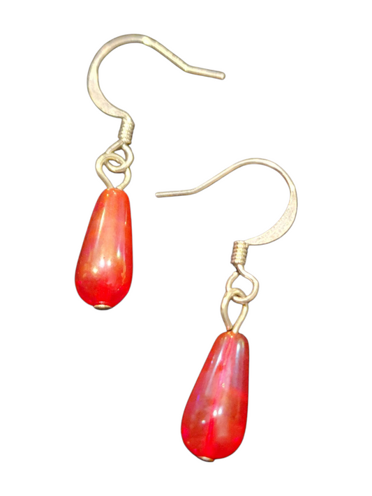 Elegant Handmade Earrings – Silver-Plated with Assorted Glass Colors