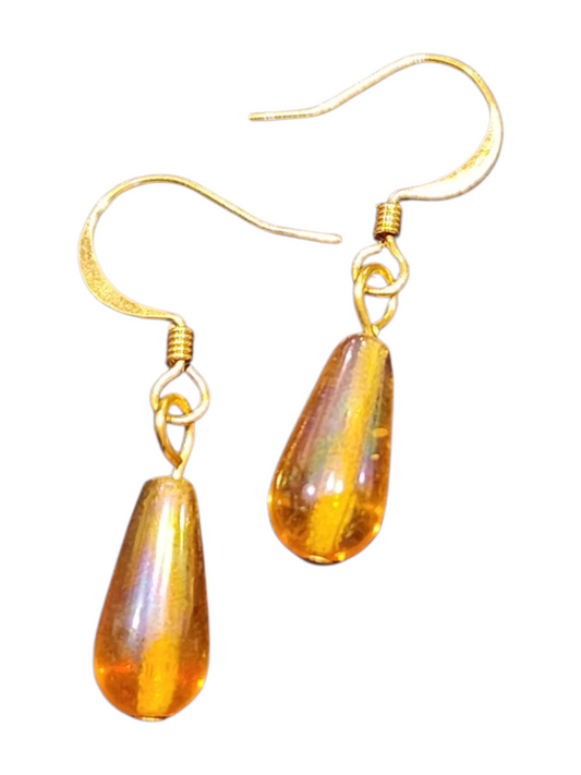 Elegant Handmade Earrings – Gold-Plated with Assorted Glass Colors