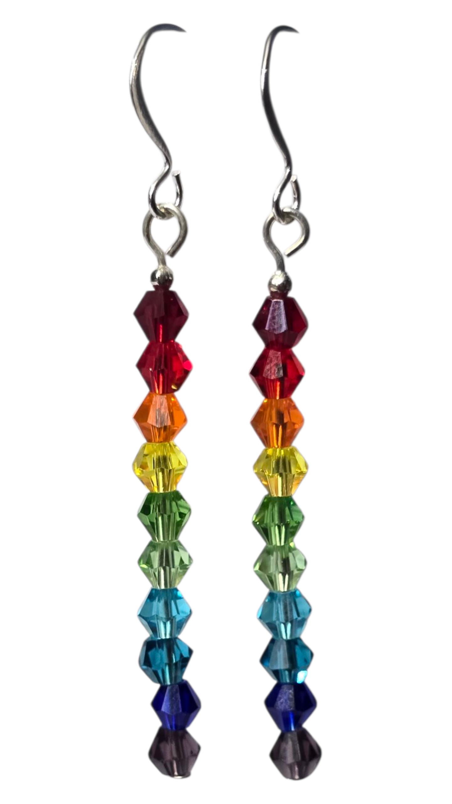 Beaded Earrings - Crystal Drop, Rainbow