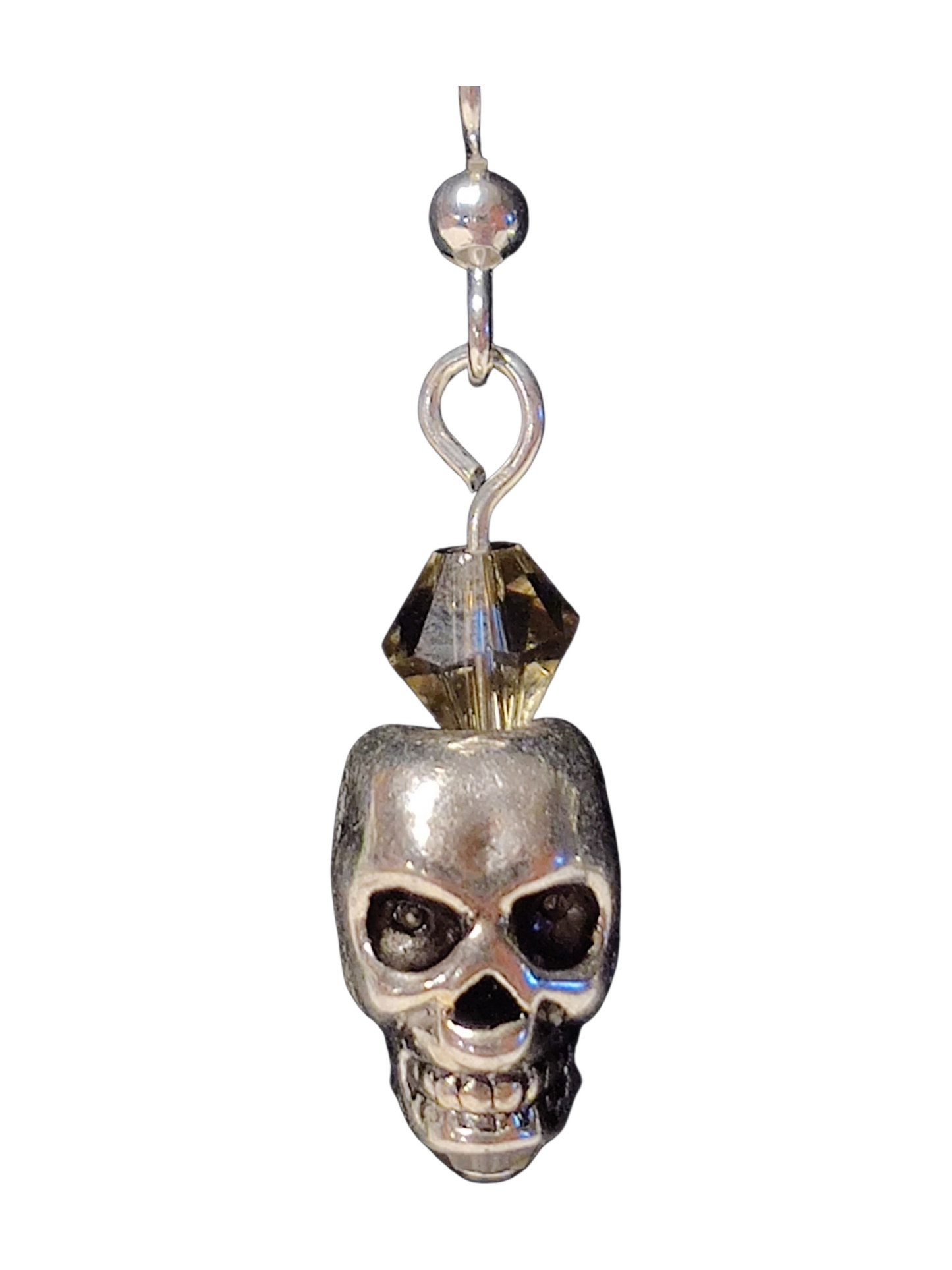 Handmade Earrings, Metal Skulls with Crystal