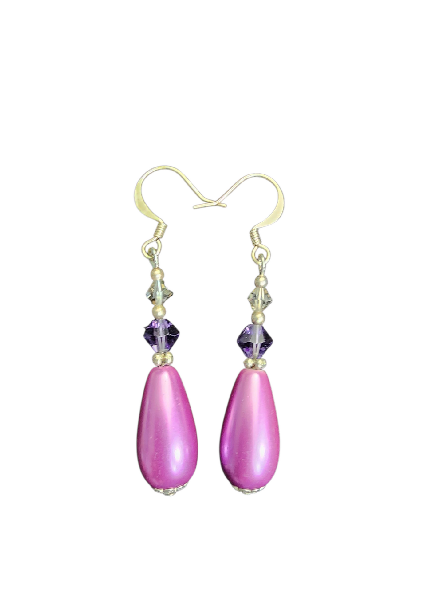 Handmade Large Teardrop Pearl & Crystal Earrings - Assorted Colors