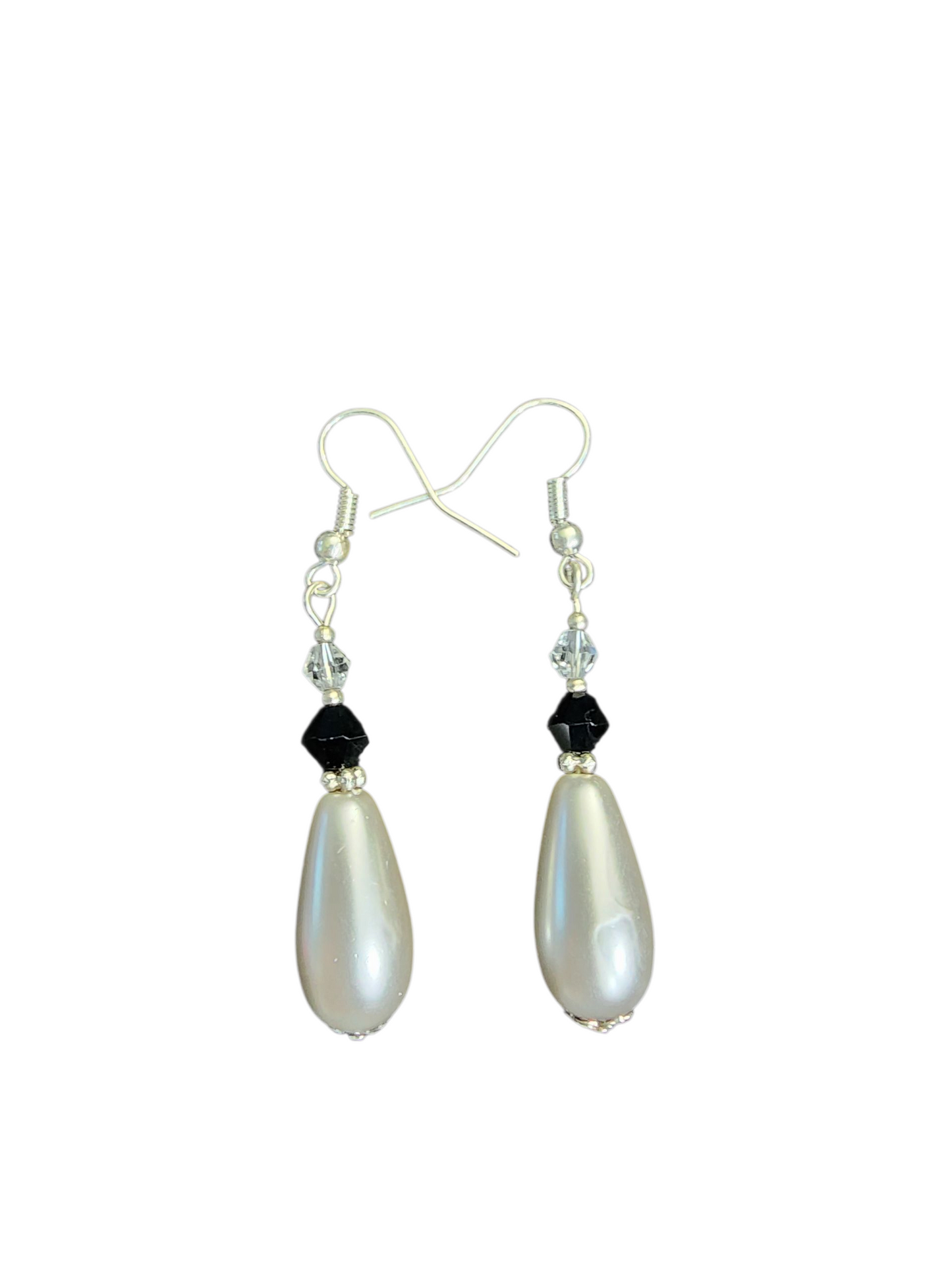Handmade Large Teardrop Pearl & Crystal Earrings - Assorted Colors