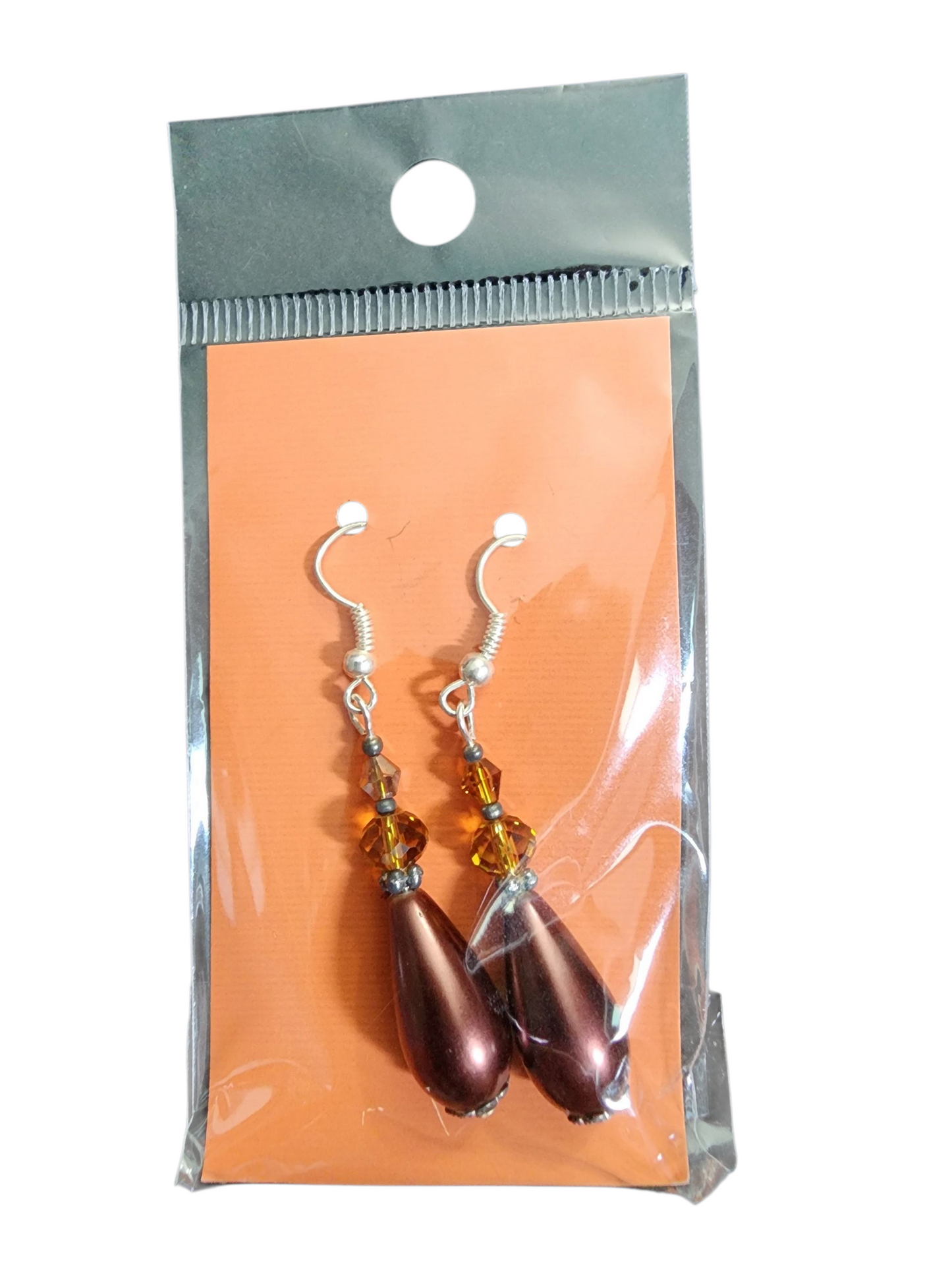 Handmade Large Teardrop Pearl & Crystal Earrings - Assorted Colors