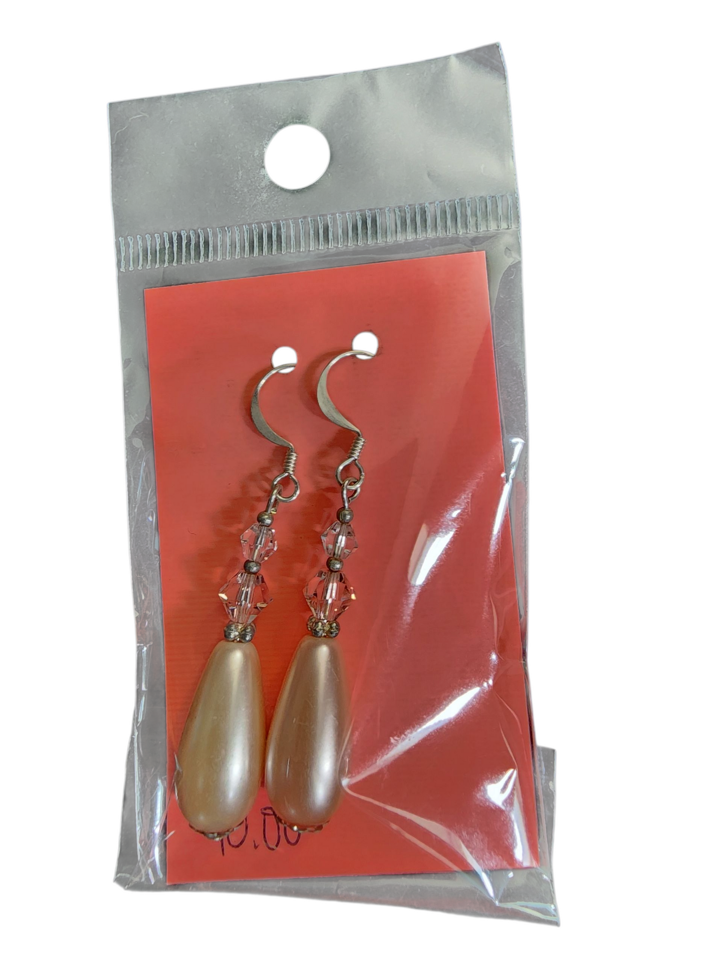 Handmade Large Teardrop Pearl & Crystal Earrings - Assorted Colors